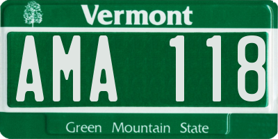 VT license plate AMA118