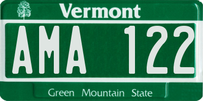 VT license plate AMA122