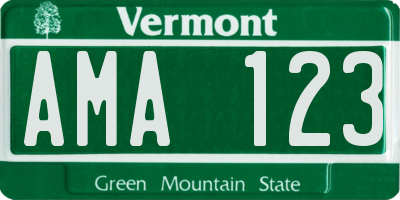 VT license plate AMA123