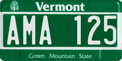 VT license plate AMA125
