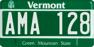 VT license plate AMA128