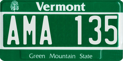 VT license plate AMA135