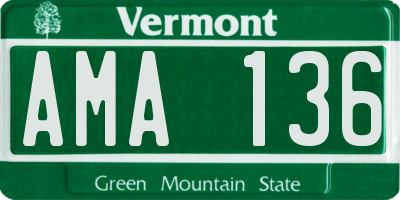 VT license plate AMA136