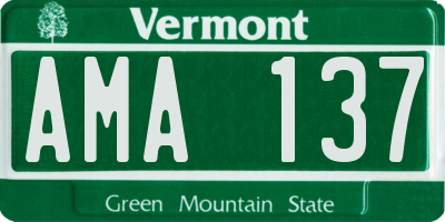 VT license plate AMA137