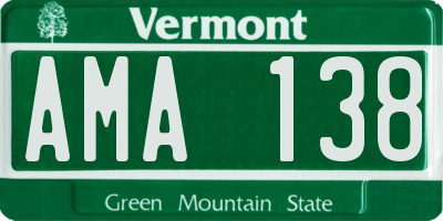 VT license plate AMA138