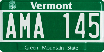 VT license plate AMA145