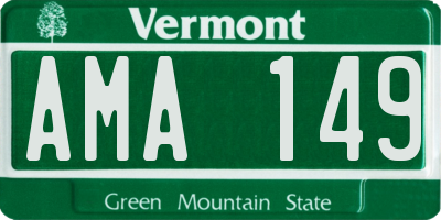 VT license plate AMA149