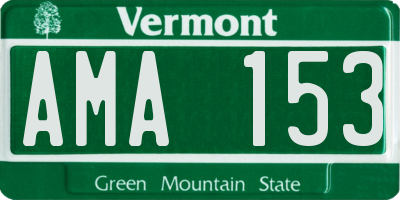 VT license plate AMA153