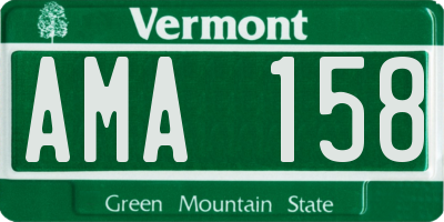 VT license plate AMA158