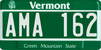 VT license plate AMA162
