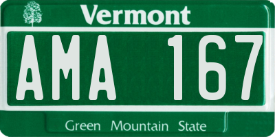 VT license plate AMA167