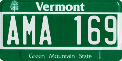 VT license plate AMA169
