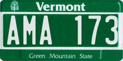 VT license plate AMA173