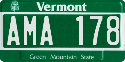 VT license plate AMA178