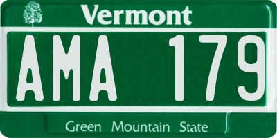 VT license plate AMA179