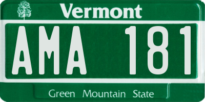 VT license plate AMA181