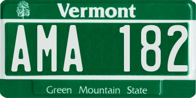 VT license plate AMA182