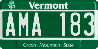 VT license plate AMA183