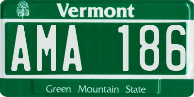 VT license plate AMA186