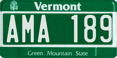 VT license plate AMA189