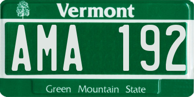 VT license plate AMA192