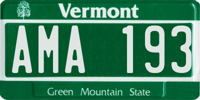 VT license plate AMA193