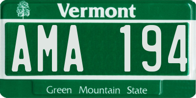 VT license plate AMA194