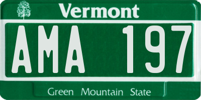 VT license plate AMA197
