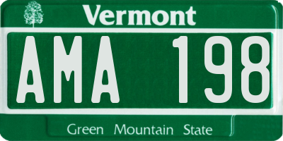 VT license plate AMA198