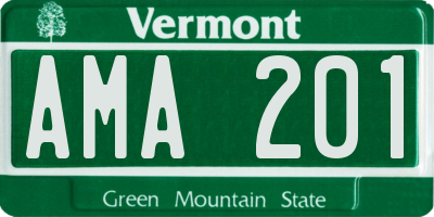 VT license plate AMA201