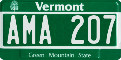 VT license plate AMA207