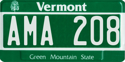 VT license plate AMA208
