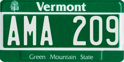 VT license plate AMA209