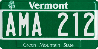 VT license plate AMA212