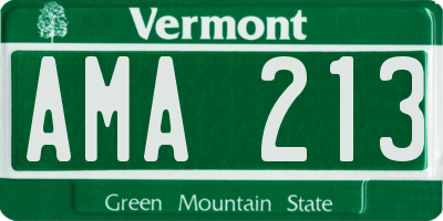 VT license plate AMA213