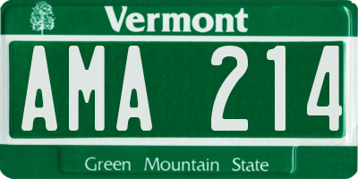 VT license plate AMA214