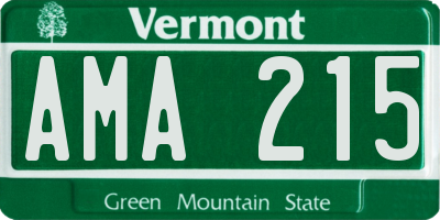 VT license plate AMA215
