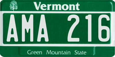 VT license plate AMA216