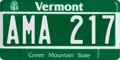 VT license plate AMA217