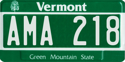 VT license plate AMA218