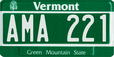 VT license plate AMA221