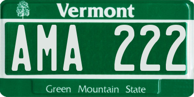VT license plate AMA222