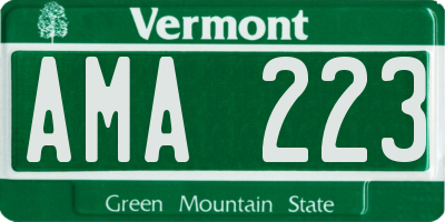 VT license plate AMA223