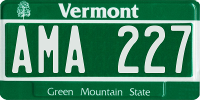 VT license plate AMA227