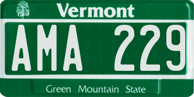 VT license plate AMA229