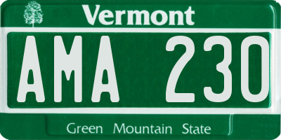 VT license plate AMA230