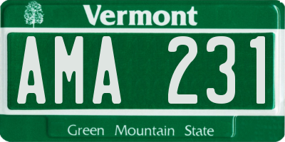 VT license plate AMA231