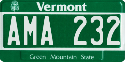 VT license plate AMA232