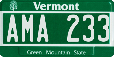 VT license plate AMA233