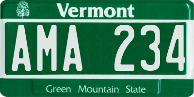VT license plate AMA234